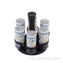 Botol Perasa Berkicau Grassland Set Rotary Spice Bottle Rack Botsing Jars Set Kecil Kaca Kecil Rempah -rempah